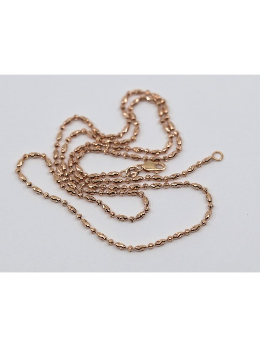 Unique 14K Karat Solid Rose Gold Bar Bead and Ball Link Chain Necklace - 22" L